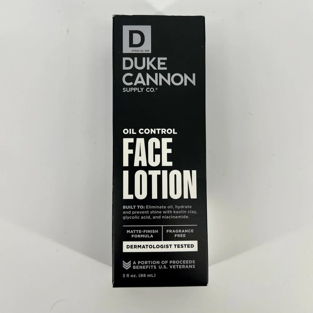 Duke Cannon Oil Control FACE LOTION  Men Matte Finish - Fragrance Free 3oz - NEW